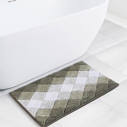 OBSESSIONS Olive Green & White Geometric Pattern 2200 GSM Cotton Anti-Skid Bath Rug-9