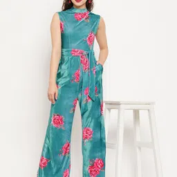 Uptownie Stretchable Velvet Floral Print Jumpsuit-picture-28