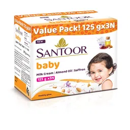 Santoor Kids Set of 3 Baby Soap with Milk Cream & Almond Oil - 125g each-image-70