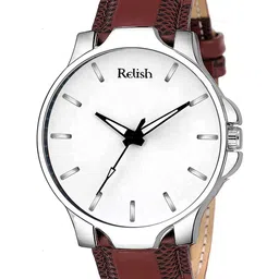 Relish Men White Dial & Brown Textured Straps Analogue Watch RE-BS2002-12