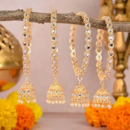 Wedding Chuda by Hitesh Bangles Set Of 4 Stone-Studded Bangles image 3