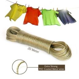 Kalakriti 20 Meter Cloth Drying Ropes| PVC Coated Steel Anti-Rust Wire for Cloth Drying| Plastic Rope with 2 Hooks (Set of 2, Multicolor) image 3