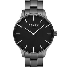 Obaku Men Black Brass Embellished Dial & Black Stainless Steel Bracelet Style Straps Analogue Watch-image-71
