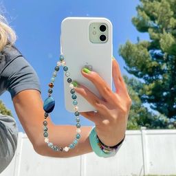Universal Mobile Phone Charm Wrist Strap With Tether Tab - Beaded Lanyard Wristlet - Handmade Semi-Precious Gemstone Chain & Case Keychain image 2