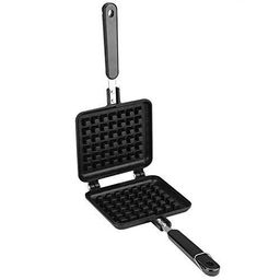 sukhrup Waffle Maker Machine With Comfortable Handle For Kitchen Gas Stove Non Stick Waffle Maker Pan Press Plate Cooking Baking Tool with Long Handle, Low Power Consumption (Black) image 5