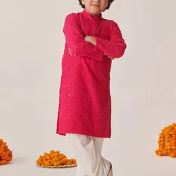pspeaches Boys Floral Embroidered Regular Thread Work Kurta with Salwar-2