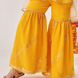 pspeaches Girls Striped Regular Sequinned Kurta with Sharara & With Dupatta image 3