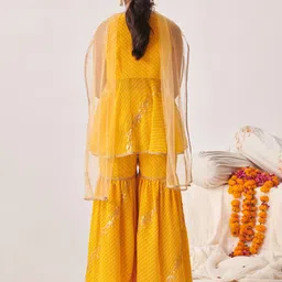 pspeaches Girls Printed Regular Sequinned Kurta with Sharara & With Dupatta image 4