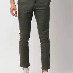 Basics Men Green Tapered Fit Chinos Trousers-image-61