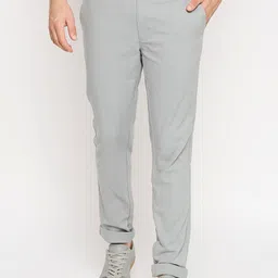 Basics Men Grey Textured Tapered Fit Trousers-image-0