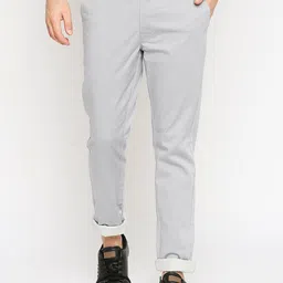 Basics Men Grey Tapered Fit Trousers-image-35