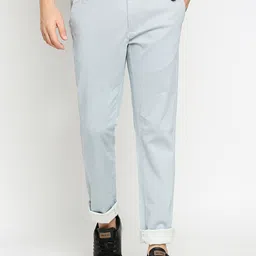 Basics Men Grey Printed Tapered Fit Trousers-image-80