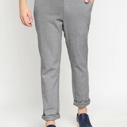 Basics Men Grey Tapered Fit Trousers-image-66