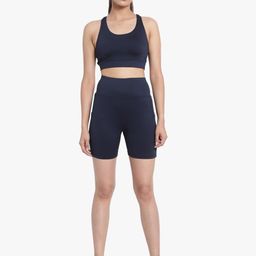 Wearjukebox Women Navy Blue Top with Shorts-image-11