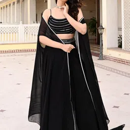 Urbanstree 3 Piece Embellished Top With Flared Palazzos & Dupatta-picture-0