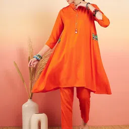 Sangria A-Line Kurta With Trouser Set-picture-17