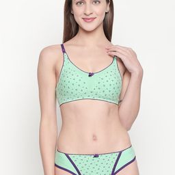 Lady Love Women Green & Purple Printed Lingerie Set LLSET9058-image-102