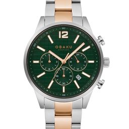 Obaku Men Green Brass Embellished Dial & Multicoloured Stainless Steel Bracelet Style Straps Analogue Watch-10