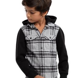 UNDER FOURTEEN ONLY Boys Grey Tartan Checks Checked Casual Shirt-image-78