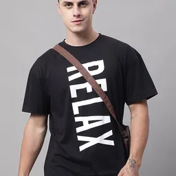 DOOR74 Men Typography Printed Oversize Cotton T-shirt-image-49