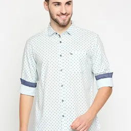 Basics Men Green Pure Cotton Slim Fit Printed Casual Shirt-image-34