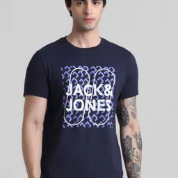 Jack & Jones Typography Printed Round Neck Pure Cotton Slim Fit T-shirt-picture-38