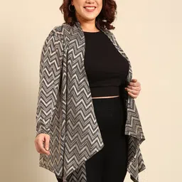 The Pink Moon Plus Size Self Design Open Front Shrug image 5