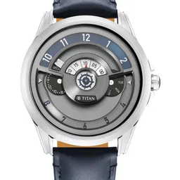 Titan Men Grey Dial & Brown Leather Straps Analogue Watch 1830SL01-14