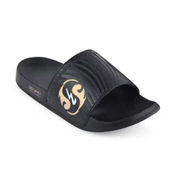 Campus Men Black & Yellow Sliders-picture-19
