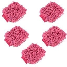 Kuber Industries Pink 5 Pieces Microfiber Hand Duster 50 GSM Gloves-25