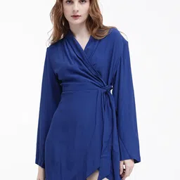 RAREISM V Neck Mini Wrap Dress-picture-21