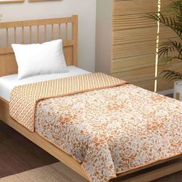 Jinaya's Multicoloured & Multicoloured Floral Mild Winter 210 GSM Single Bed Dohar-image-23