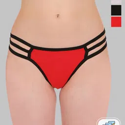 SELFCARE Pack Of 4 Low-Rise Anti-Odour Pure Cotton Honeymoon Thong Briefs-image-8