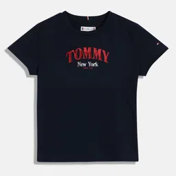 Tommy Hilfiger Girls Typography Printed Round Neck Cotton T-shirt-image-48