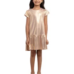 UNDER FOURTEEN ONLY  Girl Gold-Toned Drop-Waist Dress-image-6