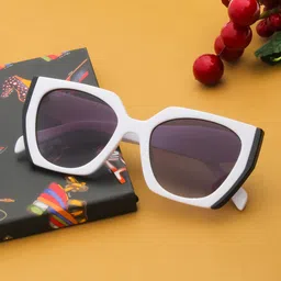 Ted Smith Grey Lens & White Square Sunglasses with UV Protected Lens PASSION2_C4-Grey image 1