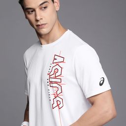 ASICS Men White Brand Logo Placement Print Round Neck Outdoor Sports T-shirt-image-32