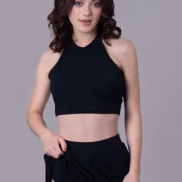 Keepfit Padded Halter Neck Top With Skirt Swim Set-picture-18