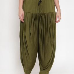 GRACIT Women Olive Green Solid Patiala Salwar-picture-2
