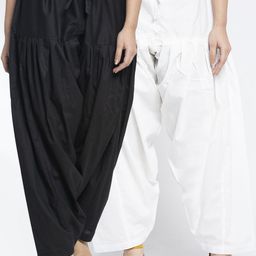 Jinfo Women Set of 2 Black & White Solid Cotton Salwars-20
