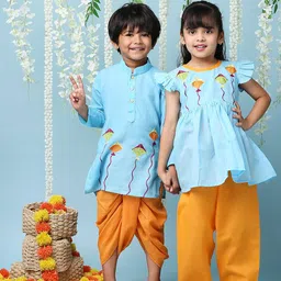 KID1 Girls Embroidered Regular Thread Work Pure Cotton Kurti with Salwar-picture-14