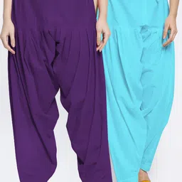 GRACIT Pack of 2 Blue & Purple Solid Pure Cotton Loose-Fit Salwar-image-62