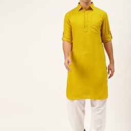 ATRAENTA Shirt Collar Pure Cotton Pathani Kurta With Salwar-image-26