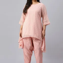 W Women Pink Ethnic Motifs Printed Kurta with Salwar-image-28