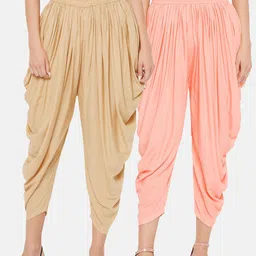 Clora Creation Pack of 2 Beige & Peach Dhoti Pants-picture-38