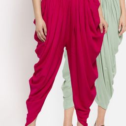 Clora Creation Pack of 2 Magenta & Green Dhoti Pants-image-77