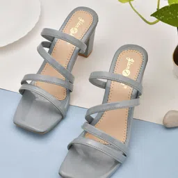 GLAMZKART Strappy Open Toe Block Heels-6