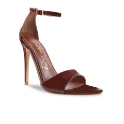 London Rag Brown Solid Party Stiletto Sandals-picture-19