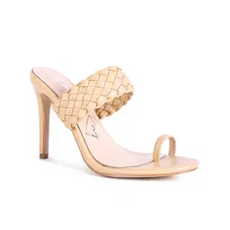 London Rag Women Beige PU Party  Toe Ring  Stiletto Sandals-47