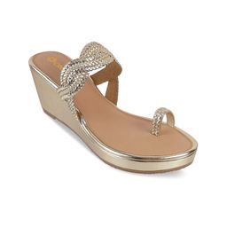 CRIMZON Embellished Open Toe Wedge Heels-20